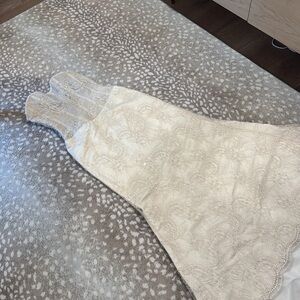 Gorgeous Demetrios gold/nude gown style 849.  Photos don’t do it justice